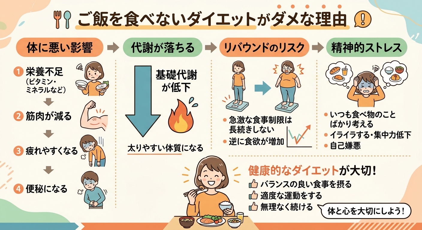 ご飯を食べないダイエットがダメな理由💡